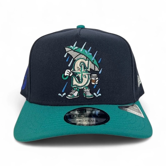 Navy Blue Seattle Mariners Teal Curved Cartoon New Era 9Fifty A- Frame Snapback